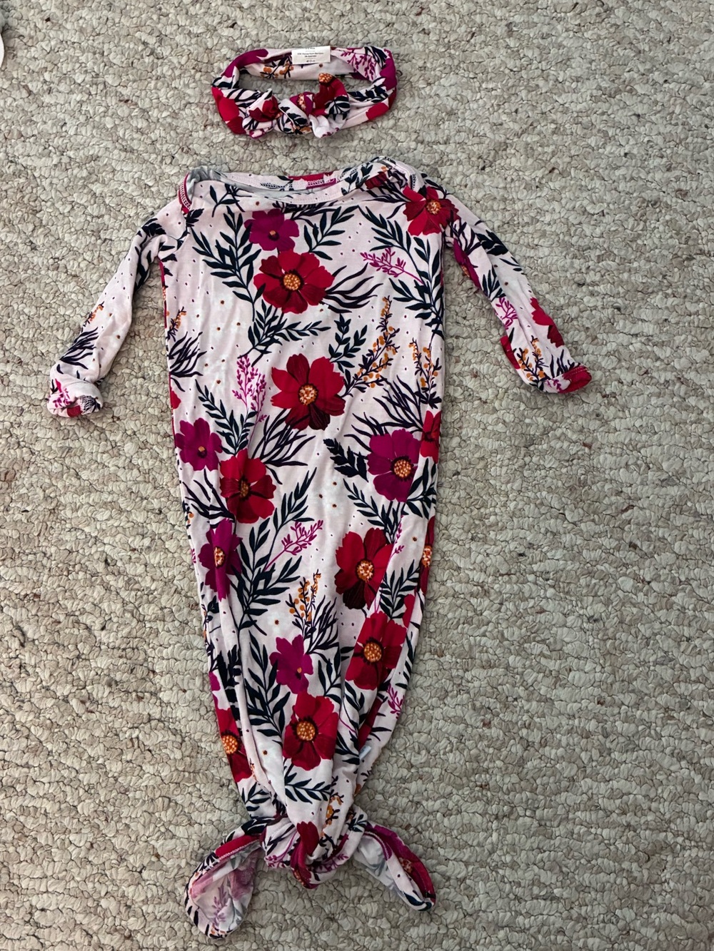 Posh Peanut Floral Knot Gown & Headband - Pink, Magenta, Red